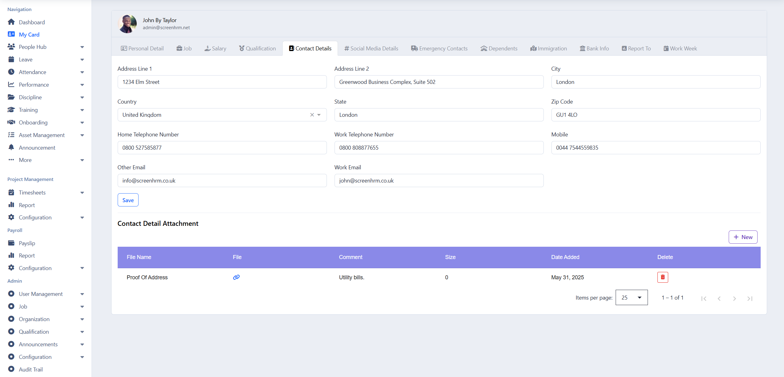 Centralised & Structured Contact Information